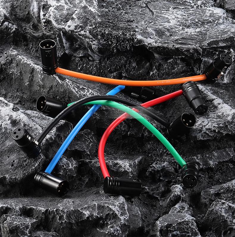 Right-Angle 3-Pin XLR Male to Female Microphone Audio Cable