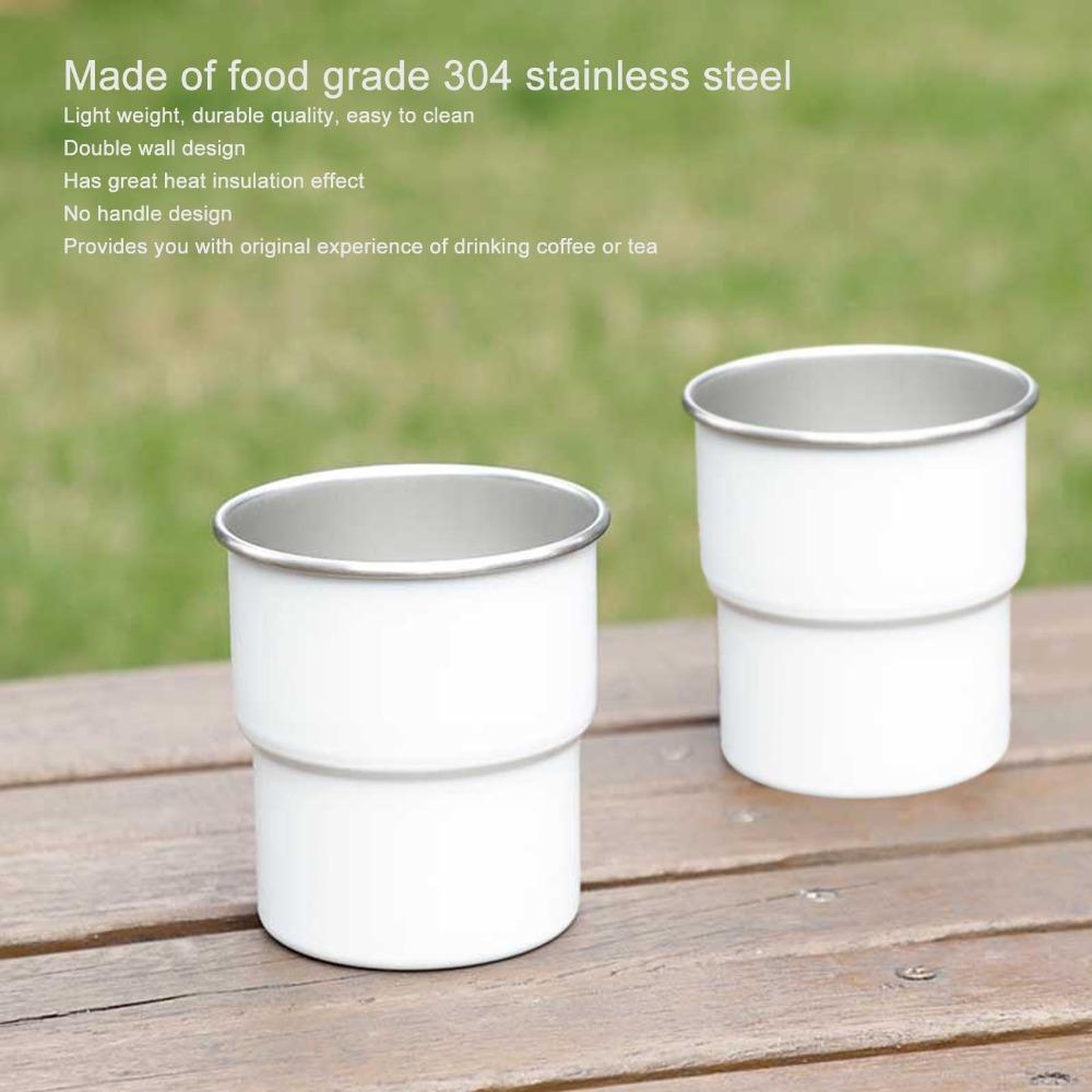 

White Stainless Steel Cup Black Drinking Cup Small Size Double Wall Cup Home Use