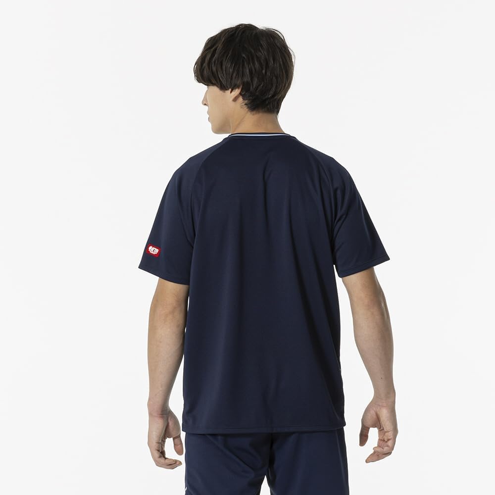 Mizuno Table Tennis Game Short JTTA Size 82JAB101 Shirt, Sleeve, Approved, Moisture-Wicking, Quick-Drying, Unisex, Navy, 2XL,