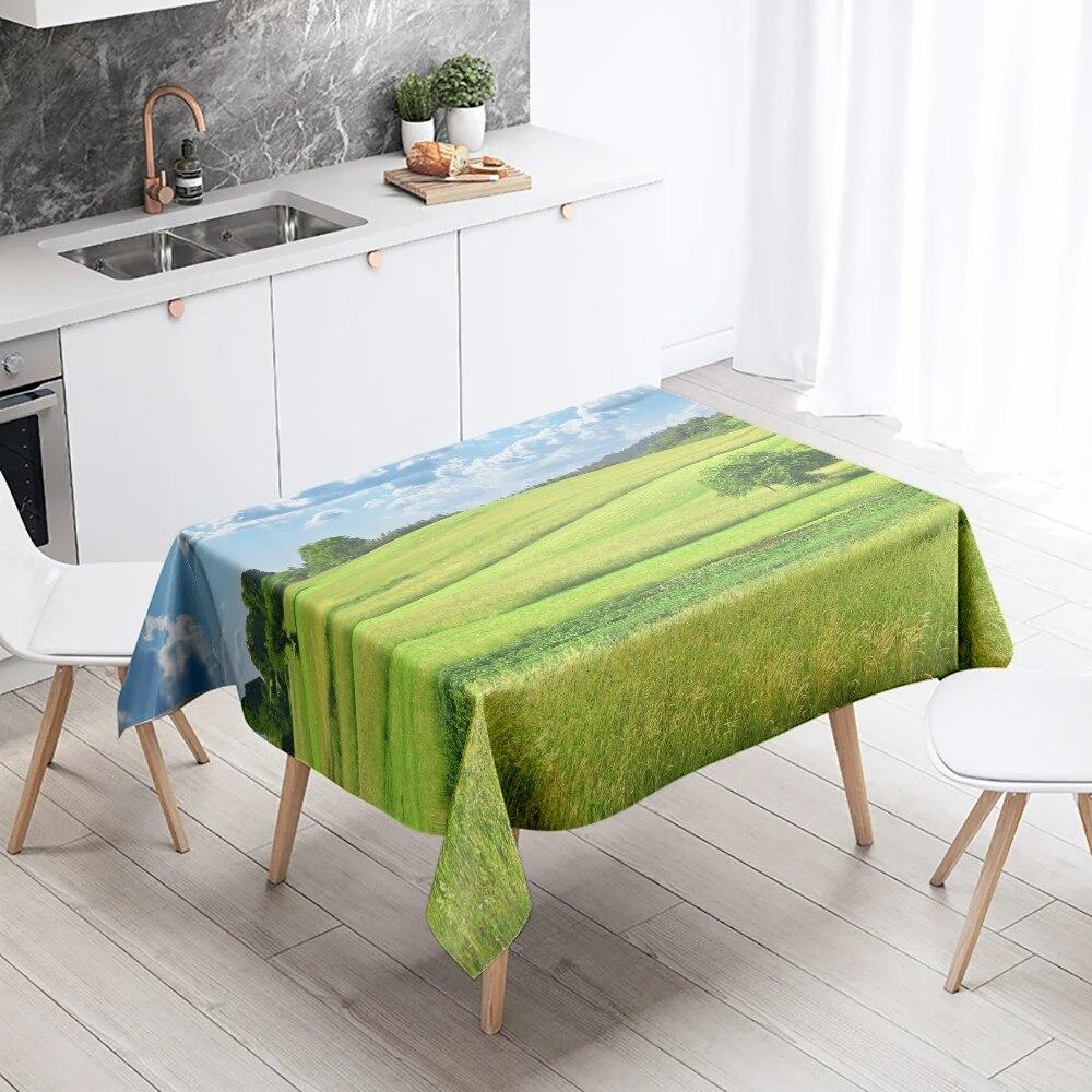 

Природный пейзаж скатерть закат против пятен водостойкая прямоугольная кухонная обеденный стол домашний декор 40x70cm