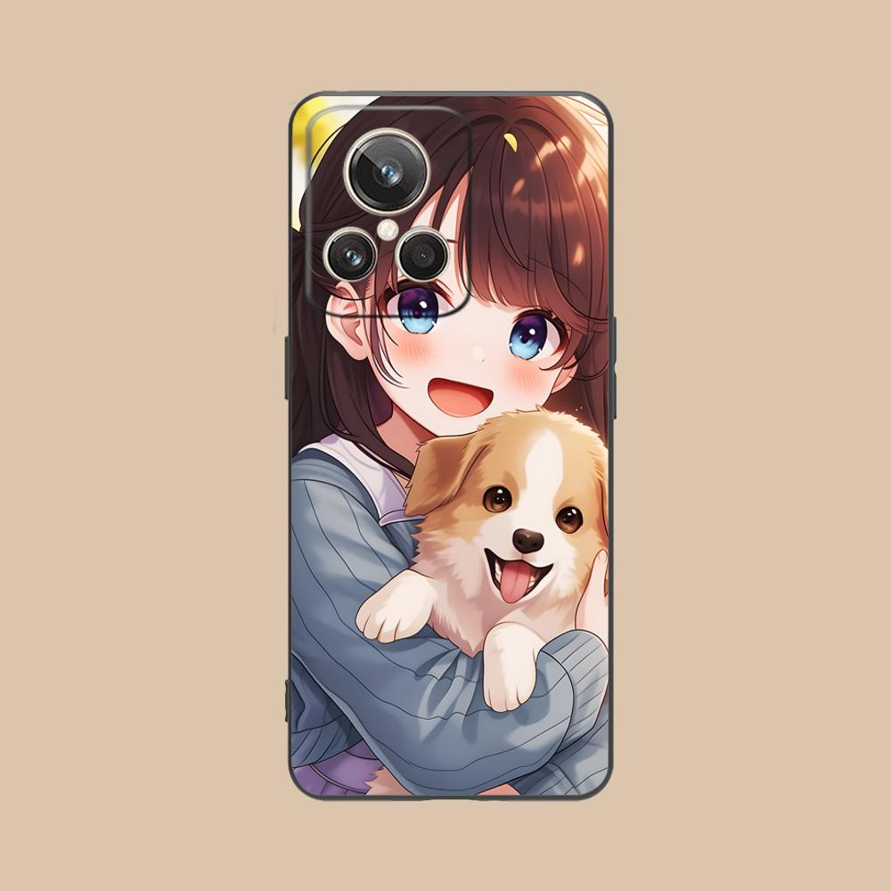 Girl Dog Puppy Matte TPU Mobile Phone Case for Realme GT 8 Neo Pro C75 73 71 C67 65 C55 53 C35 31 C20 15 Colorful Cover