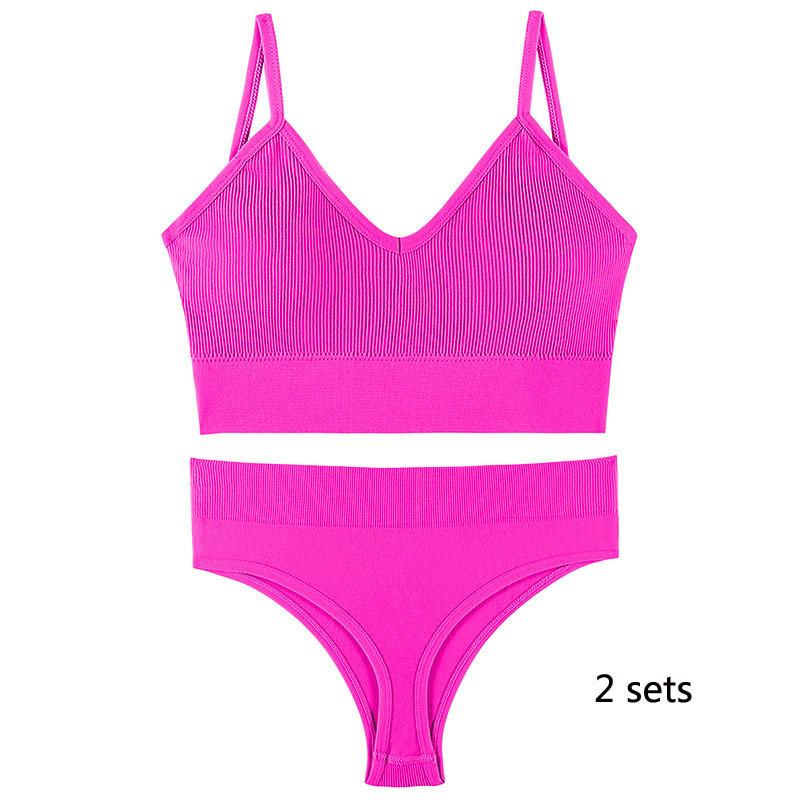 Underwear Set Lingerie Female Sexy Halter Beauty Tank Top Thin Section French Triangle Cup Without Steel Ring Gathered Bra Set