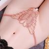 G-string Women Lace Embroidered Thong Panties Butterfly Sexy Pearl Beaded Open Crotch Underwear Low Waist Large Size Knickers