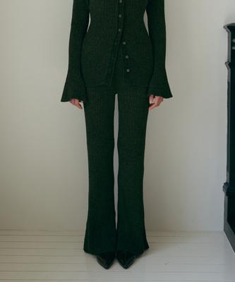 ODER Trumpet Bootcut Knit Pants - Khaki
