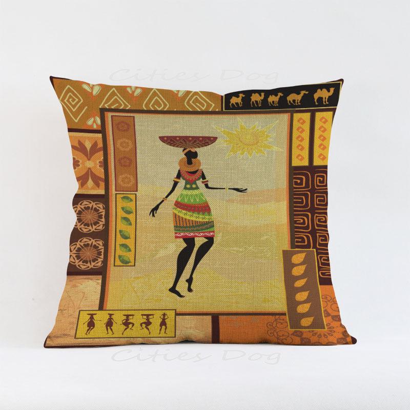 African Woman Painting Cushion Cover for Safe Pillow Case 45x45 Home Decorative Throw Pillow Cover Car Pillow Chair BZ175