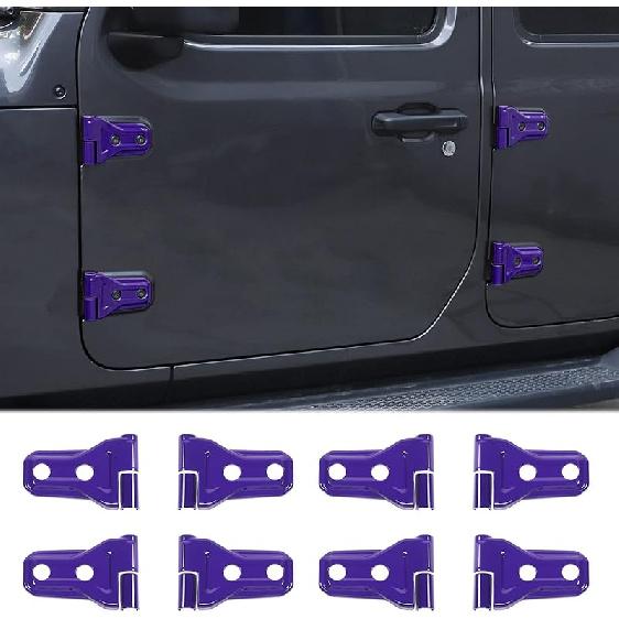 8PCS Door Hinge Cover Trim Accessories For 2018-2024 2025+ Jeep Wrangler JL JLU For -2024 2025+ Jeep Gladiator JT (Purple)