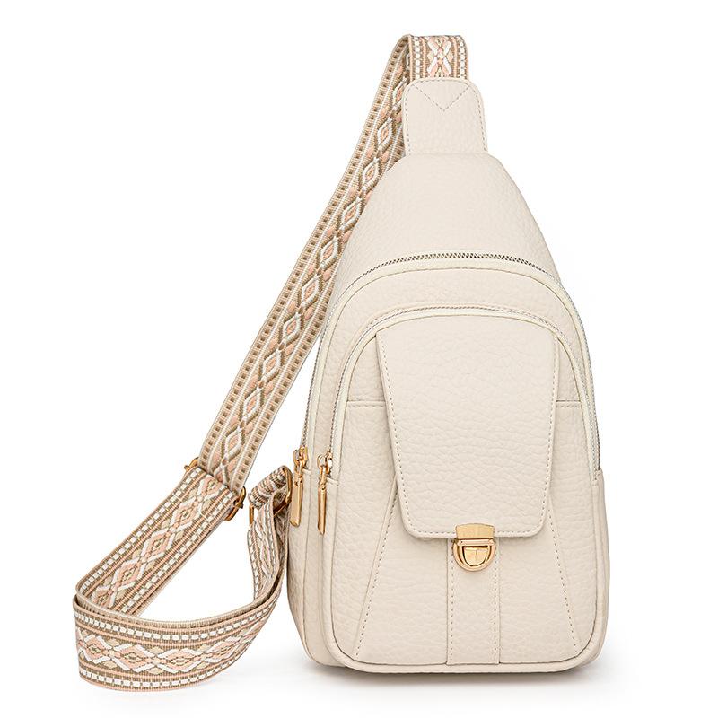 

Нагрудная сумка женская ПУ большая вместительная сумка через плечо бежевый