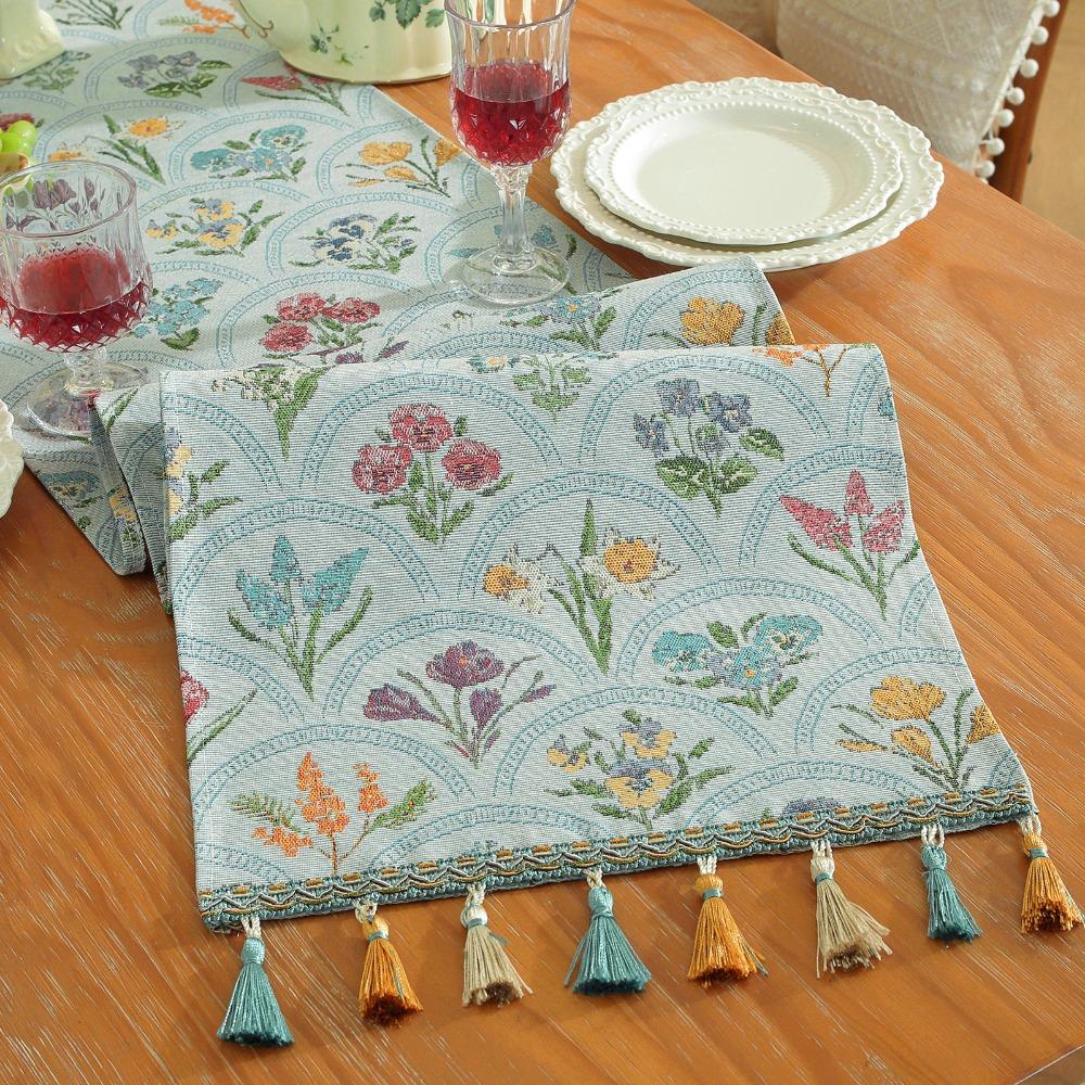 New American Retro Table Runner 33x183 cm Polyester Table Dust Cover Pastoral Style Flower Sideboard Cover Home Decor