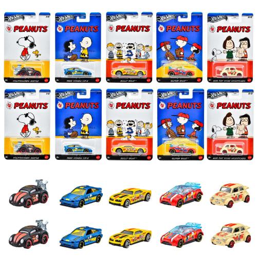 Hot Wheels Entertainment Theme Assortment - Peanuts Vehicle Toys, Mini Cars, 10-Car Box, Ages 3+, Multi-Purpose, 987H-GDG83