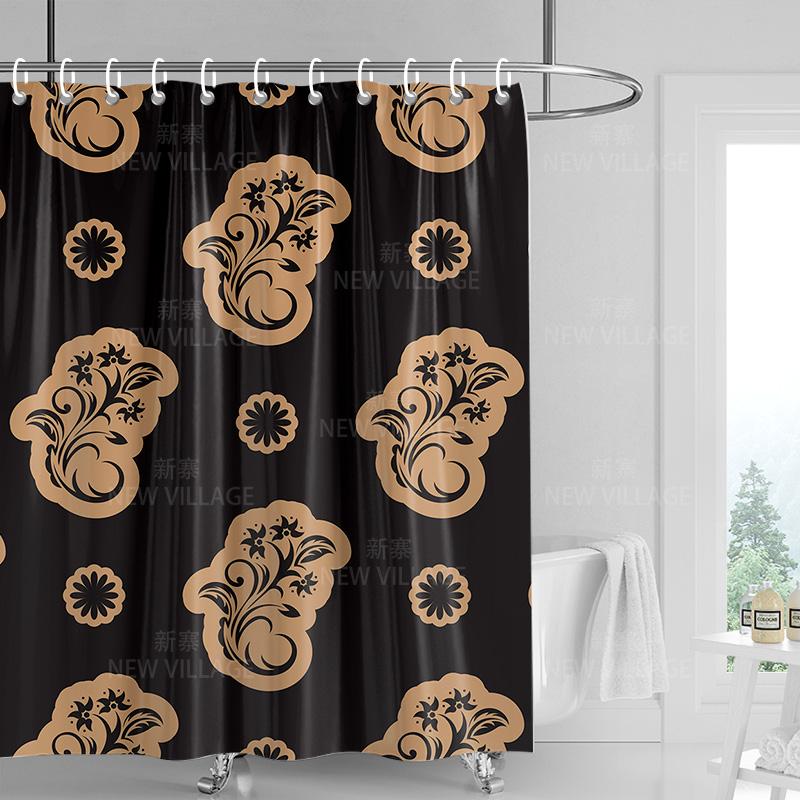 Home shower curtains bathroom Decora waterproof fabric non-slip bathmat water absorption curtain Modern nordic simple plant