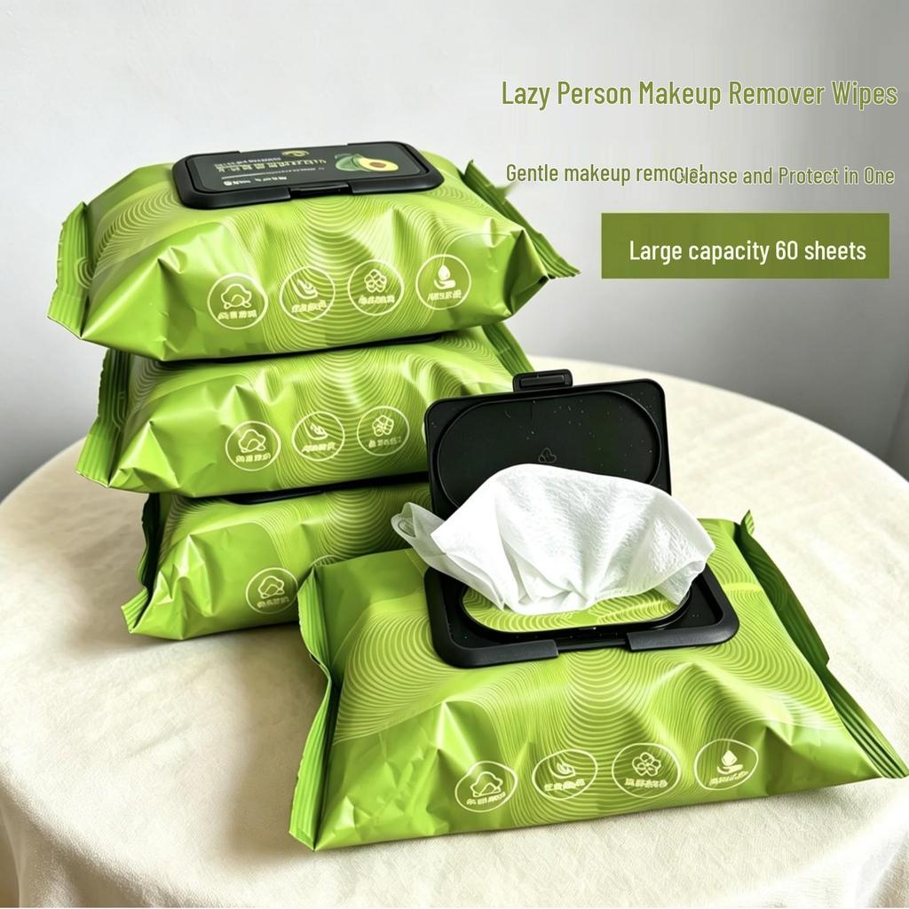 Avocado Gentle Facial Cleansing Makeup Remover Wipes - Portable & Disposable Wet Wipes