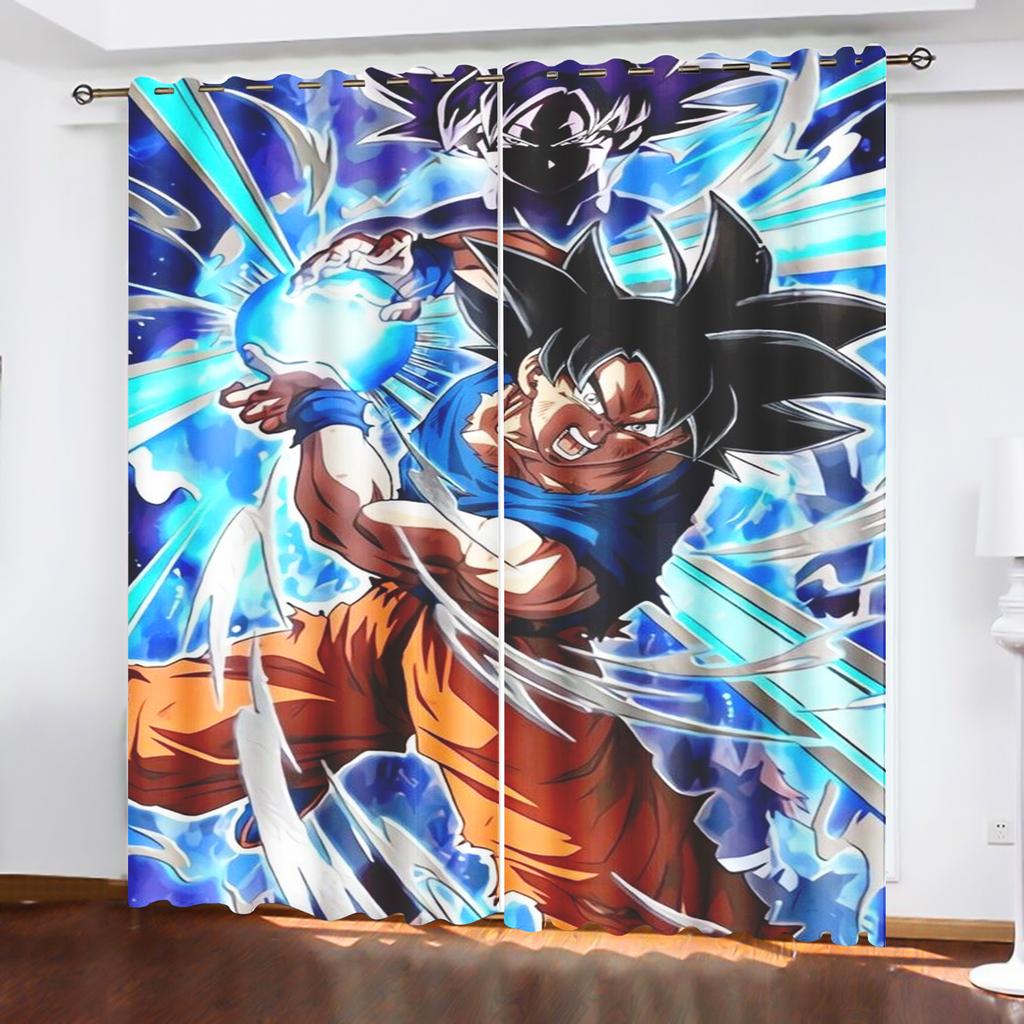 Dragon Ball Anime Curtains for Living Room Bedroom Blackout Drapes 1pc Home Decor Perforated Dustproof