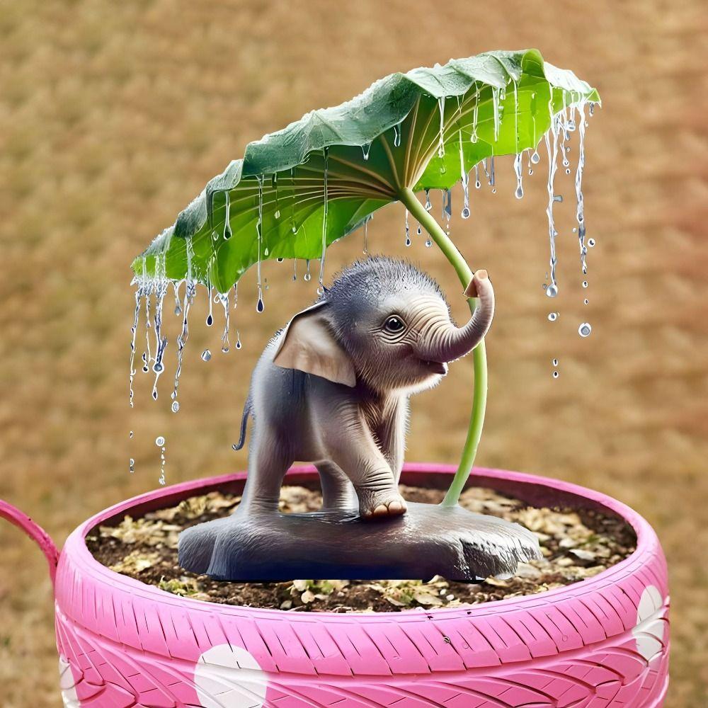 Cute Elephant Mini Figurine Creative Snail Statue Sculptures Garden Floor Plugs  Bonsai