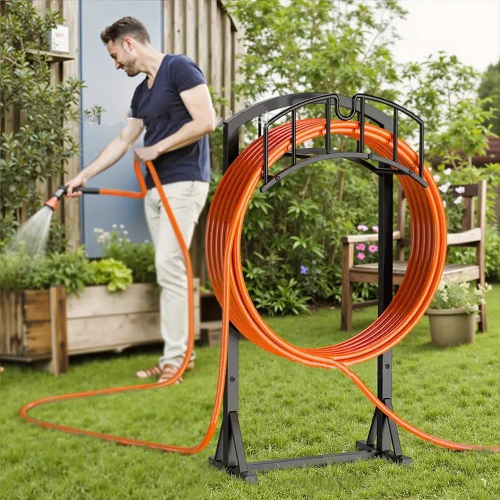 Gartenschlauch-Aufbewahrungshalter Metall-Schlauchständer Stabiler freistehender Schlauchaufhänger Abnehmbares Rollenregal Organizer Für Außenrasen