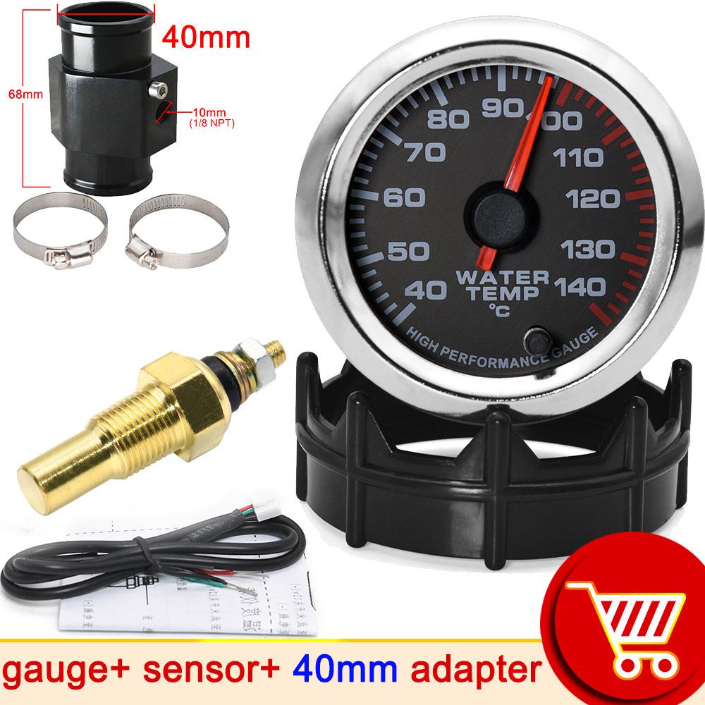 52MM Water Temperature Gauge 40-140 Celsius Car Water Temp Joint Pipe Sensor Adapter 1/8NPT Temperature Indicator for Car