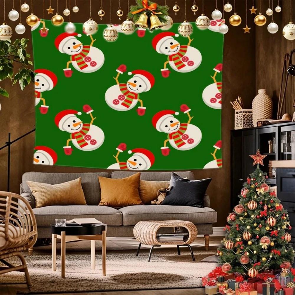 VIKAMA Christmas Snowman Tapestry with Snowflake Pattern Waterproof and FadeResistant Living Room Decor