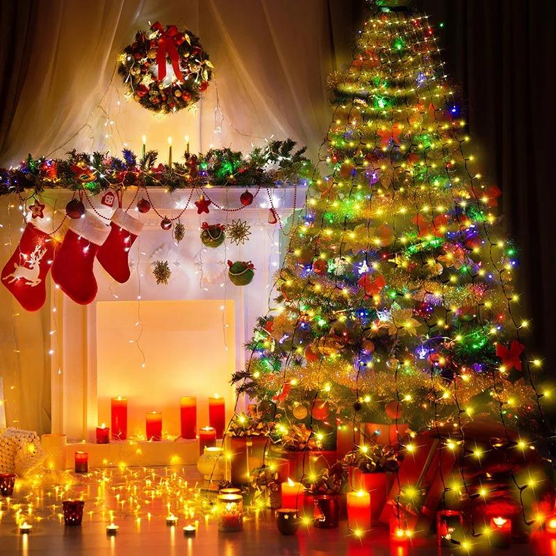 Christmas Tree String Lights with Green Ring Usb Charge Christmas Lights Waterproof String Light for Outdoor Indoor Xmas Decor