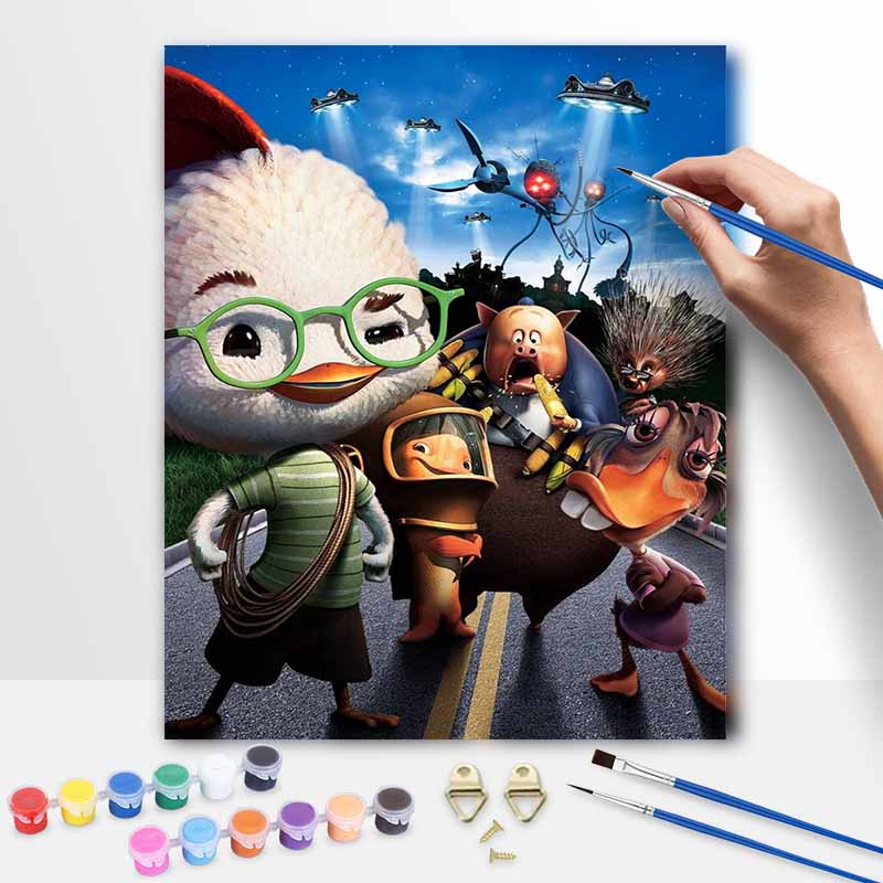 Disney Oil Painting Kit Chicken Little Home Bedroom Wall Decor Handmade Gift 20x30cm