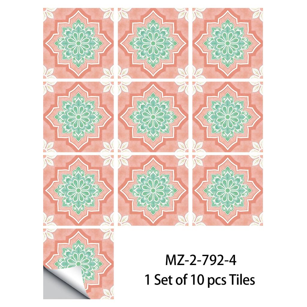 10Pcs Moroccan Tile Stickers - Crystal Glossy PVC Wall Decals - Waterproof Self-Adhesive Floor Mural for Kitchen Bathroom Home Decoration