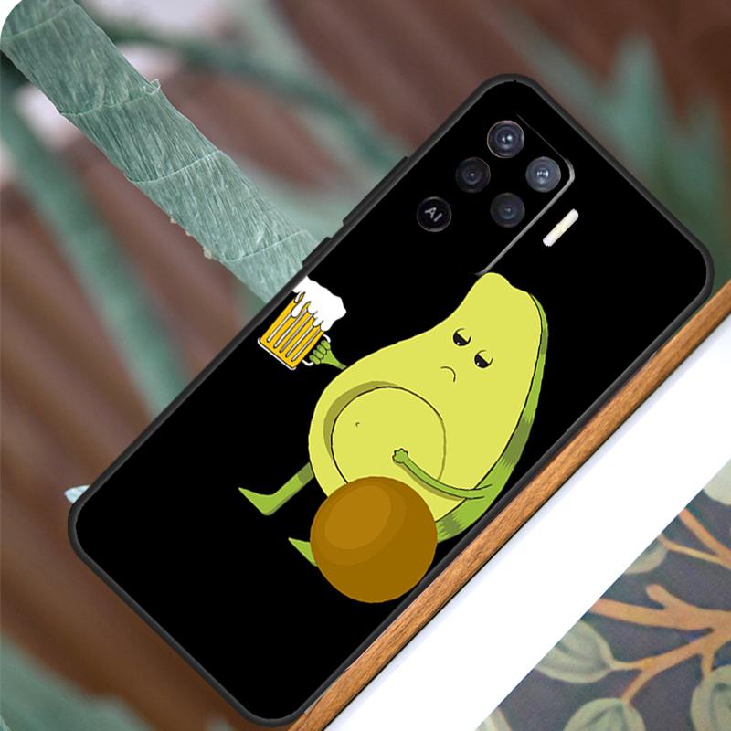 Funny Cartoon Avocado For OPPO A17 A16 A15 A79 A58 A78 A98 A74 A94 A77 A5 A9 A96 A76 A52 A72 A53S A54S A57S Case