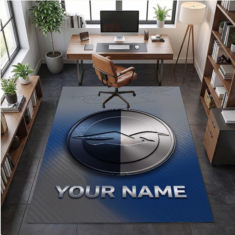 Crystal Velvet Rug Brighton & Hove Albion Football Print Custom Name Text Floor Mat Home Decor