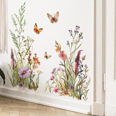 2 Pezzi Adesivi Murali Floreali Primaverili Decalcomanie Floreali Carta da Parati Impermeabile Decorazione per la Casa per Cucina
