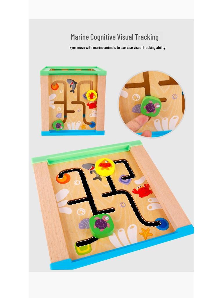 Multifunktionaler Holzperlen-Labyrinth & Formensortierkasten für Kinder Lernspielzeug