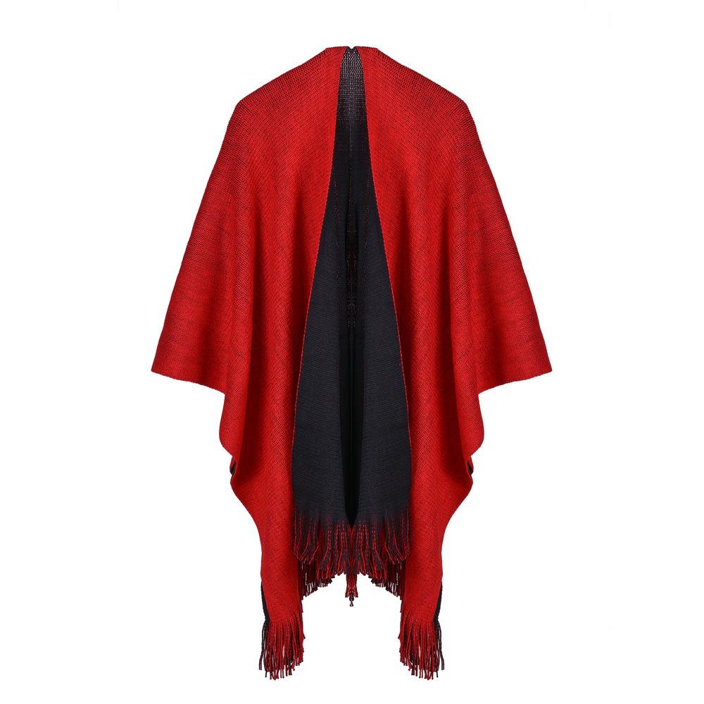 Women's Autumn/Winter Thick Knit Scarf Shawl - European/American Style Double-Sided Versatile Cape