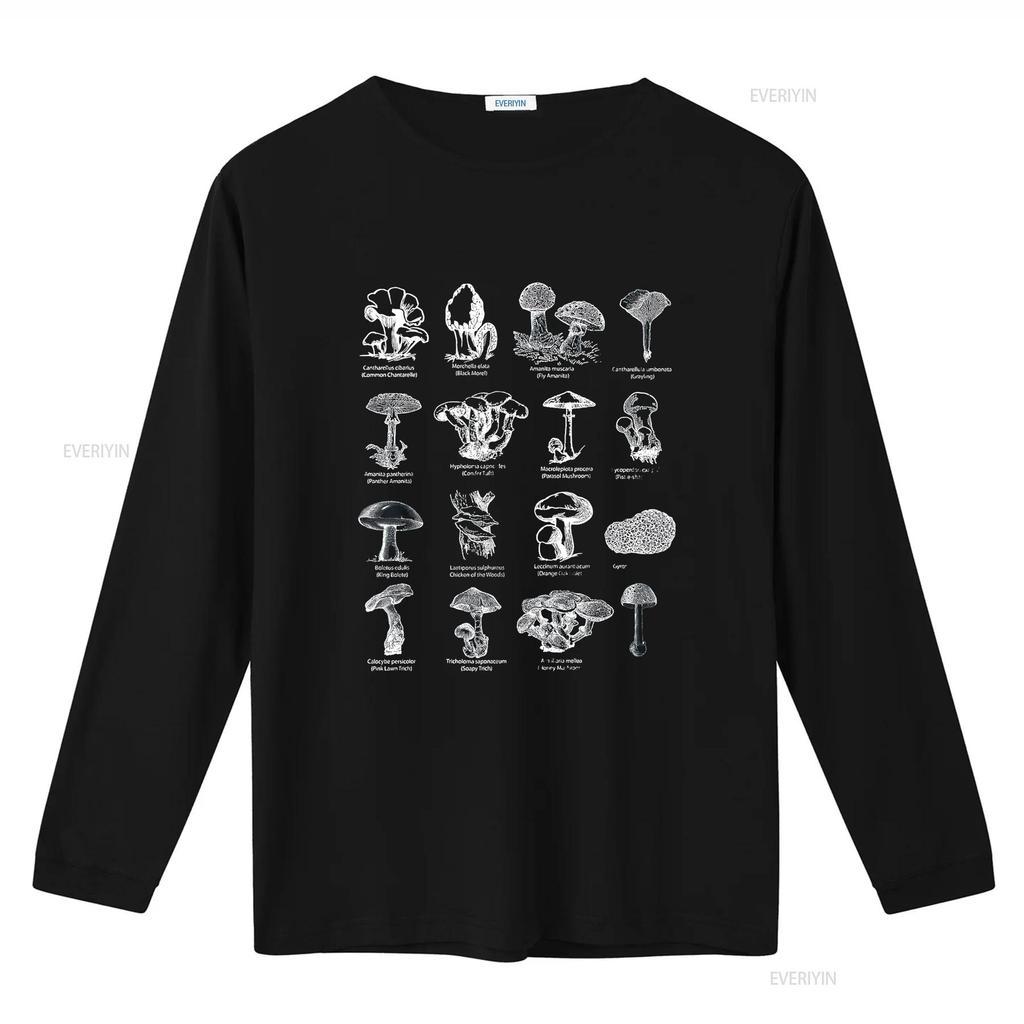 Womens Mushrooms Identification Chart Vintage Mushroom Collections T Shirt Black Vintage Washed Soft Slightly Homme Stylish