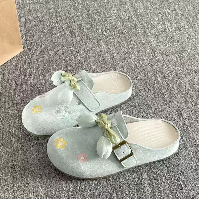Birkenstocks bag head half slippers spring and autumn wear new student lazy half slippers