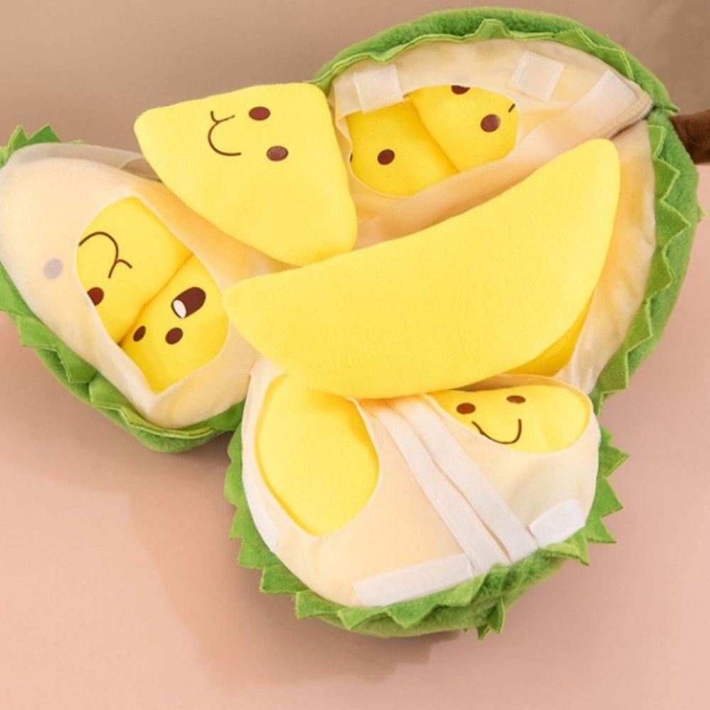 Fluffy Fruit Durian Plush Pillow Soft Peeling Durian Plush Doll  Kids Holiday Gifts