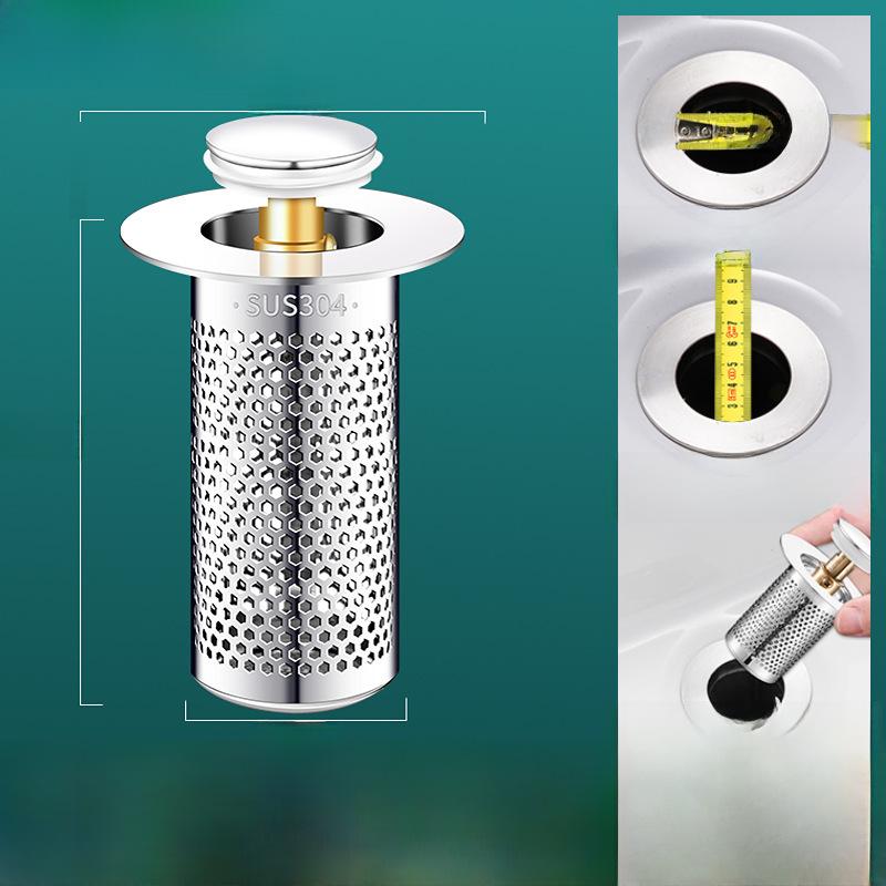 Bonde d'évier pop-up avec filtre à mailles et bouchon anti-odeurs