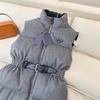 High version P home, new stand-up collar micro-standard triangular waist sleeveless windproof and cold vest down jacket
