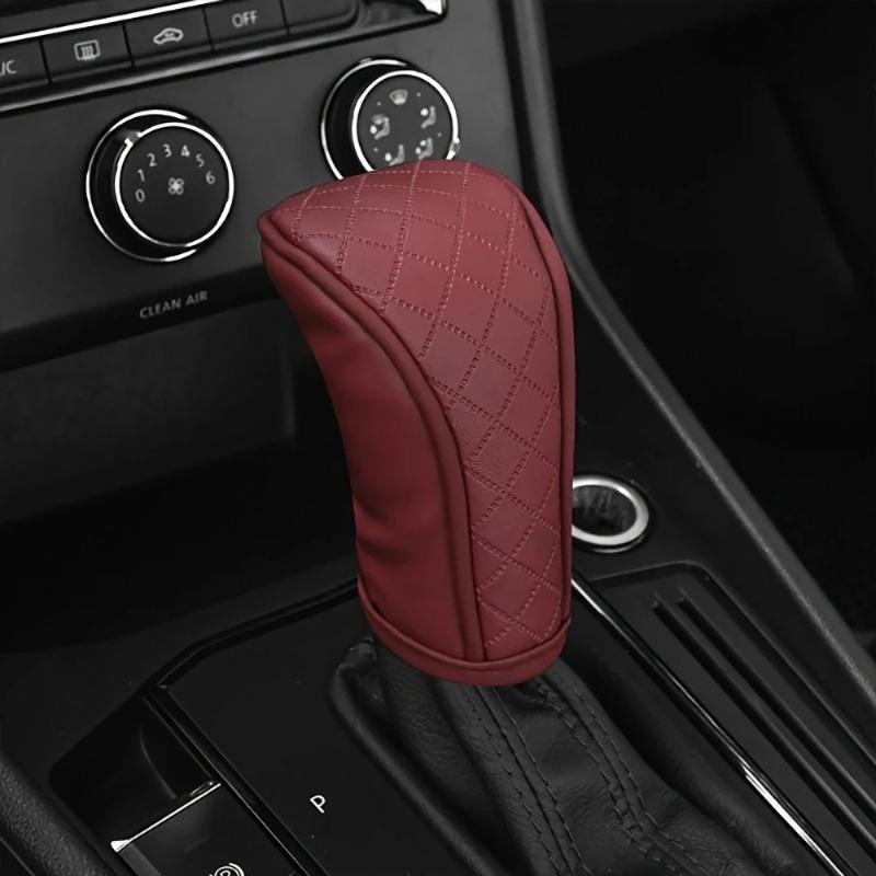 2PCS Universal Car Gear Protector Cover - Stylish PU Leather Shift Knob, Anti-Slip, Interior Accessories