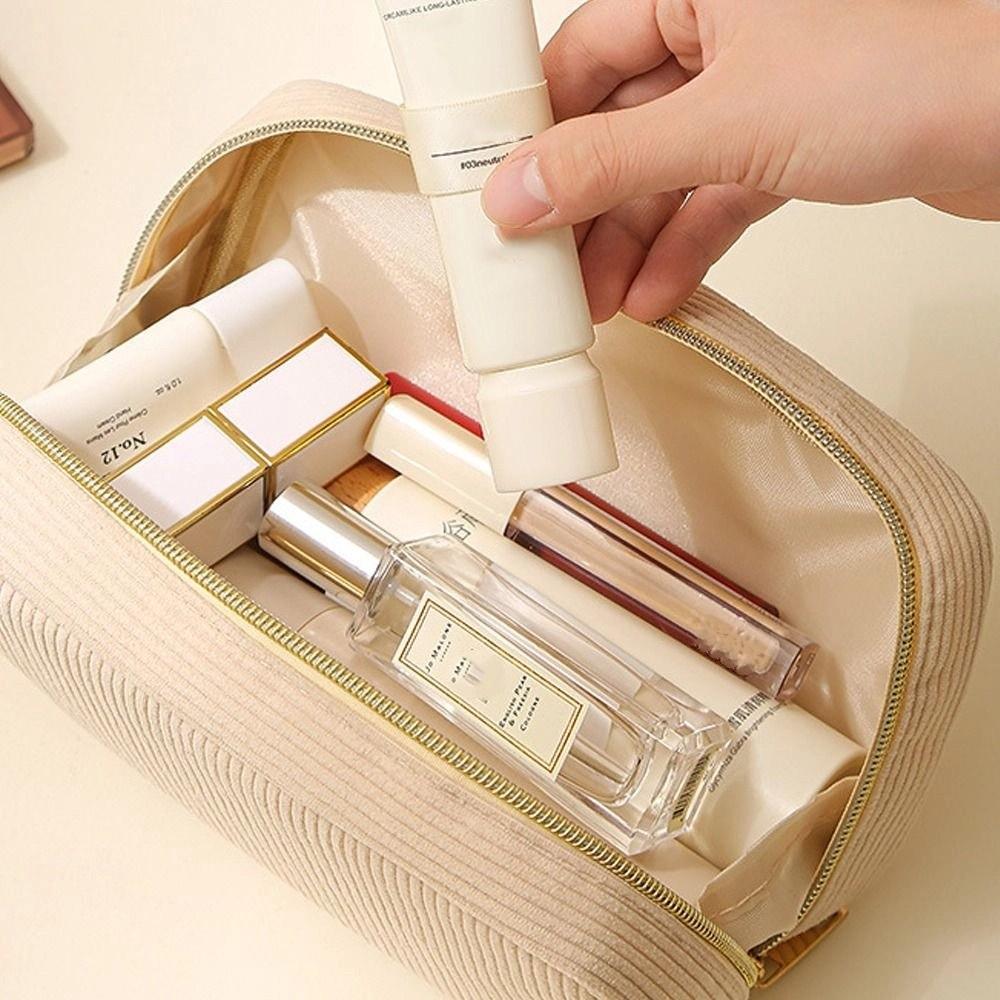 Fashion Portable Storage Bag Multifunctional Large Capacity Handbag Simple Corduroy Cosmetics Bag Travel