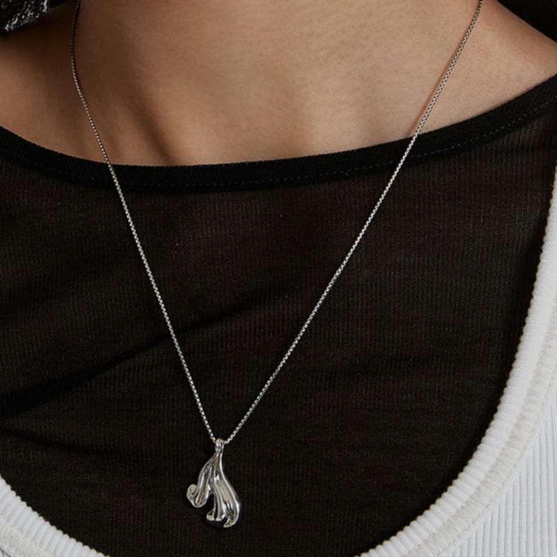 Invisible Collage DOUBLE MATIERE NECKLACE_SILVER
