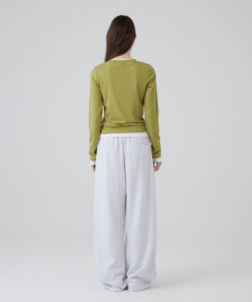 DANGLEDROP Dgdp Square Logo Wide Sweatpants_White Melange