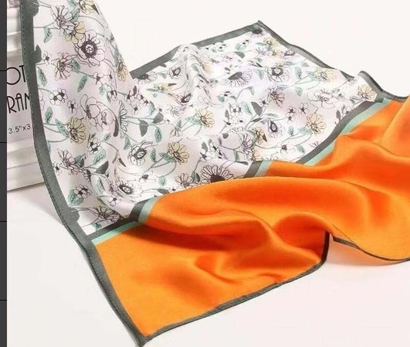 SIYUTANG 70cm Floral Silk Satin Scarf