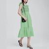 Pastoral 2026 summer embroidery pleated casual round neck high-end medium and long dress