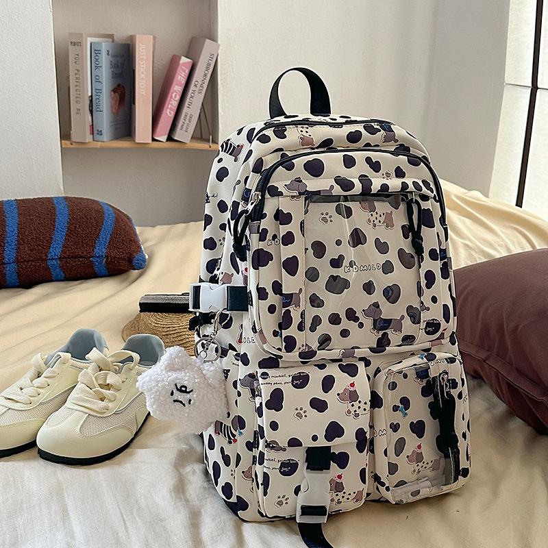 High-value summer new forest small fresh and sweet printed dog backpack Japanese cute backpack for primary and secondary school students