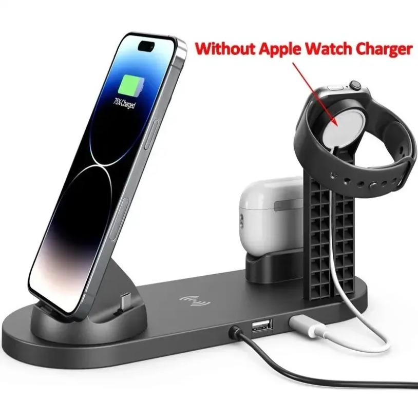 Wireless Charger Stand For iPhone17 16 15 14/ 13 12 XR Max Samsung Charger for Air-pods Pro iWatch 9 8 7 Fast Charging Station