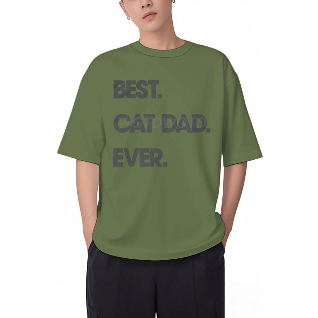 Best Cat Dad Ever Letter Print T Shirts Classic Retro Animal Lover Gifts Tees Male Short Sleeve Cotton Tees Fun Homme Camiseta