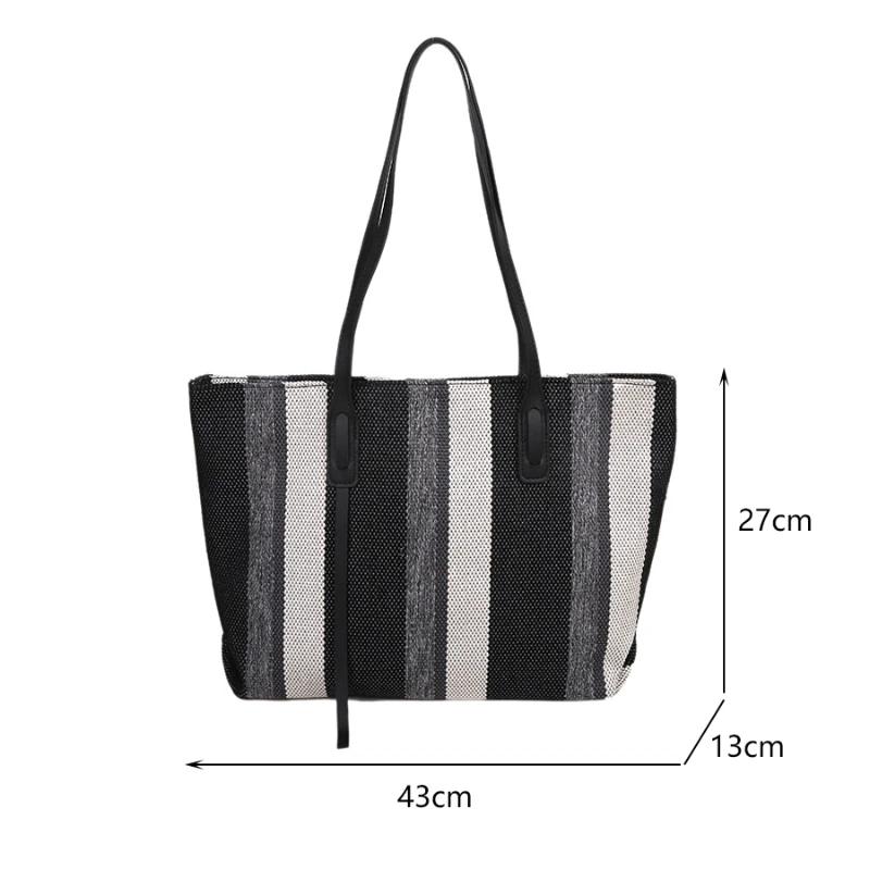 Raffia Summer Bags for Woman  Stripe Designer Shoulder Crossbody Shopper Storage Bag Women Casual Canvas Handbag Tote Bag