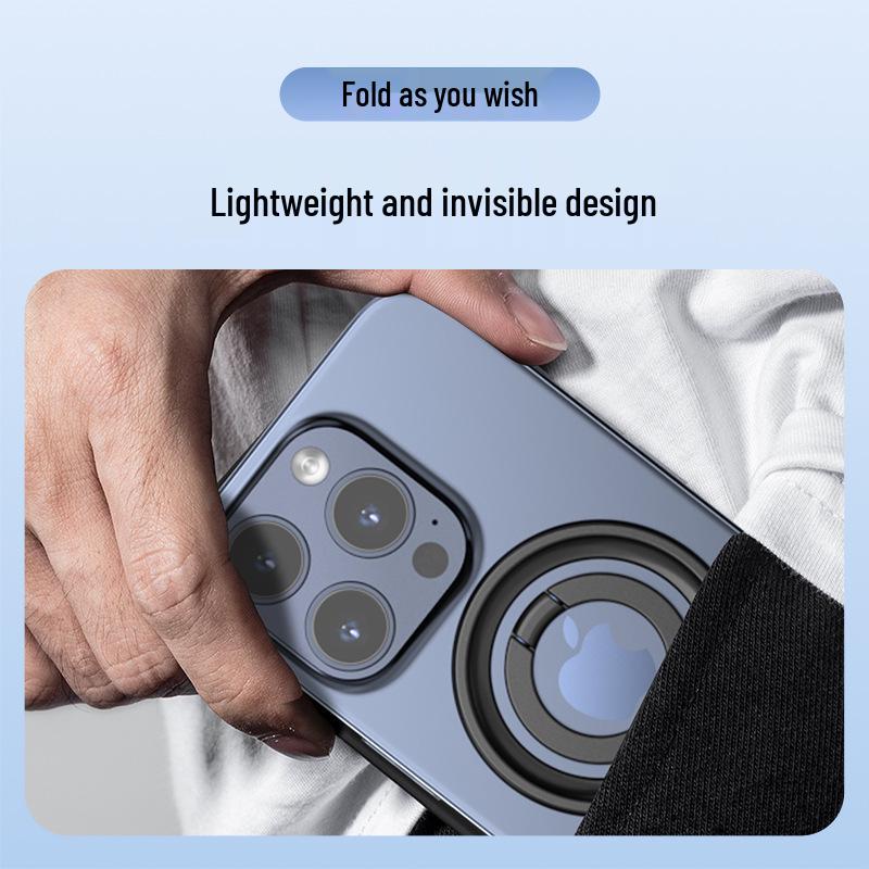 MagSafe Double Ring Magnetic Phone Stand: Strong Grip Finger Ring & Desktop Mount with Case Back Sticker