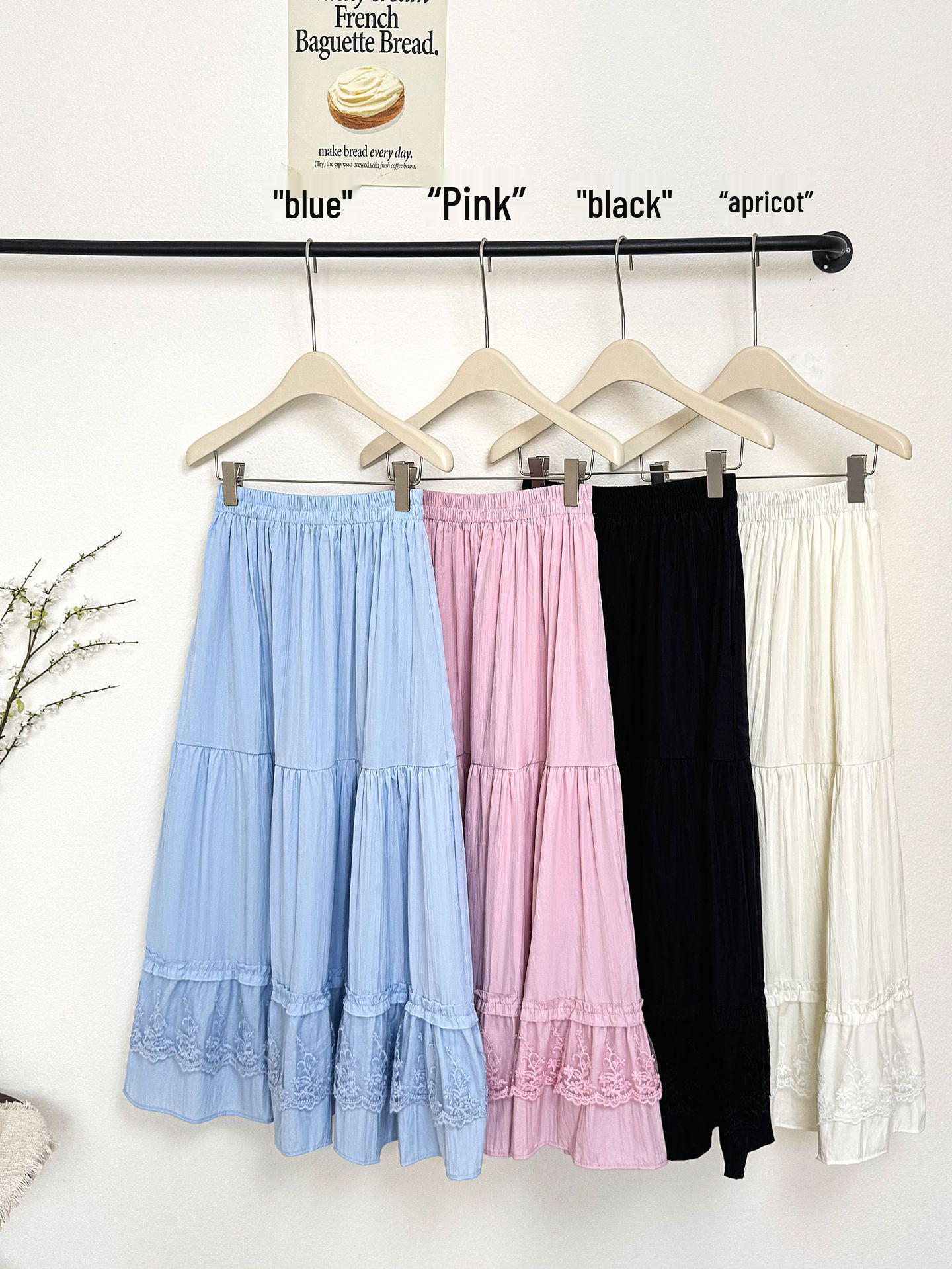Japanese-Style White Ruffle A-Line Skirt: High-Waist Fairy Skirt for Spring/Summer 2026 One Size синий