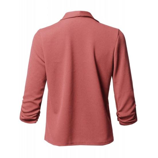 Fashion Women Small Suit Jacket Autumn Long Sleeve Top Solid Color Outwear