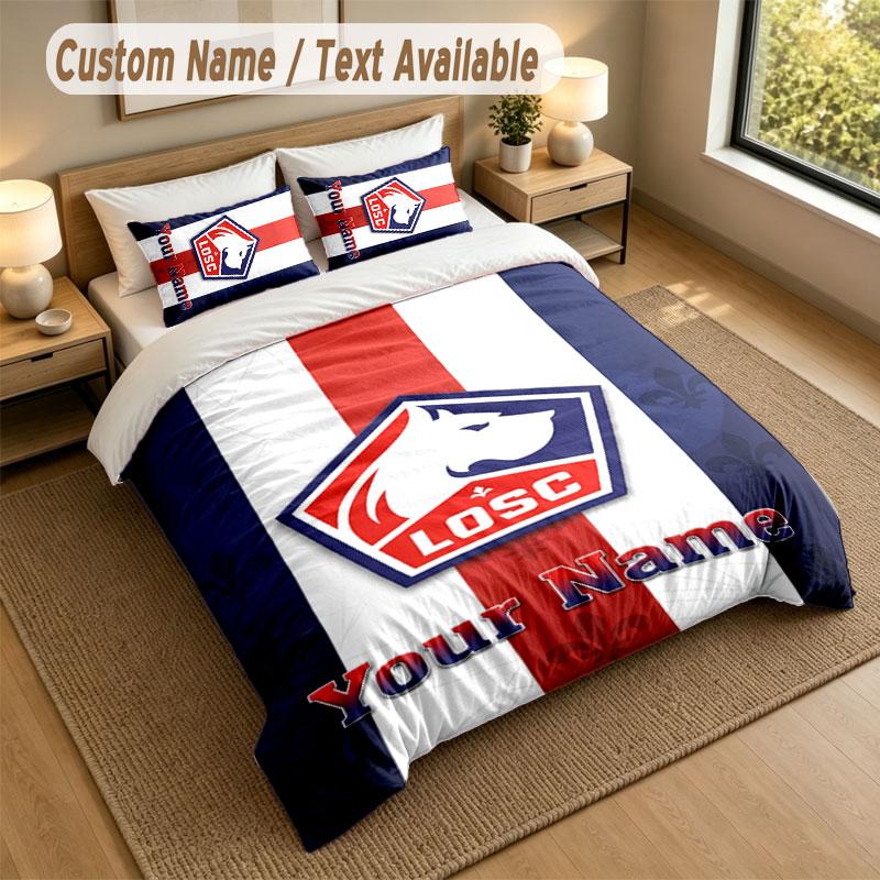 Bedding Set 1 Duvet Cover 2 Pillowcases LOSC Lille Print Soft Bed Linen Bedroom Decor
