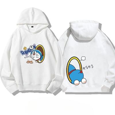 Street Warmth Doraemon Featured Long Sleeve Loose Fashion Children's Hooded Hoodie Warm Sweatshirt