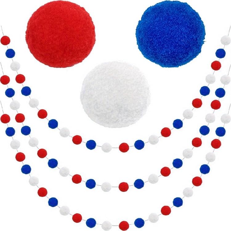 Patriotics Decorations Independence Day Party Felt Ball Skewers Celebration