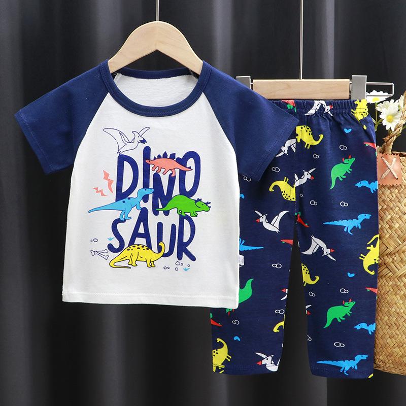 Kids' Summer Cotton Lounge Set - Short Sleeve T-shirt & Long Pants for Boys & Girls